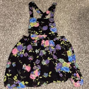 Overall floral dress.